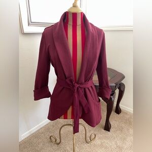 Frenchmauve Women's Burgundy Belted Jacket